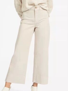 Everlane The Wide Leg Cropped Chino Khaki Pants Womens Size 0 Cotton High rise